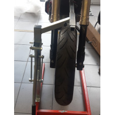Motorcycle lift for forks and wheel